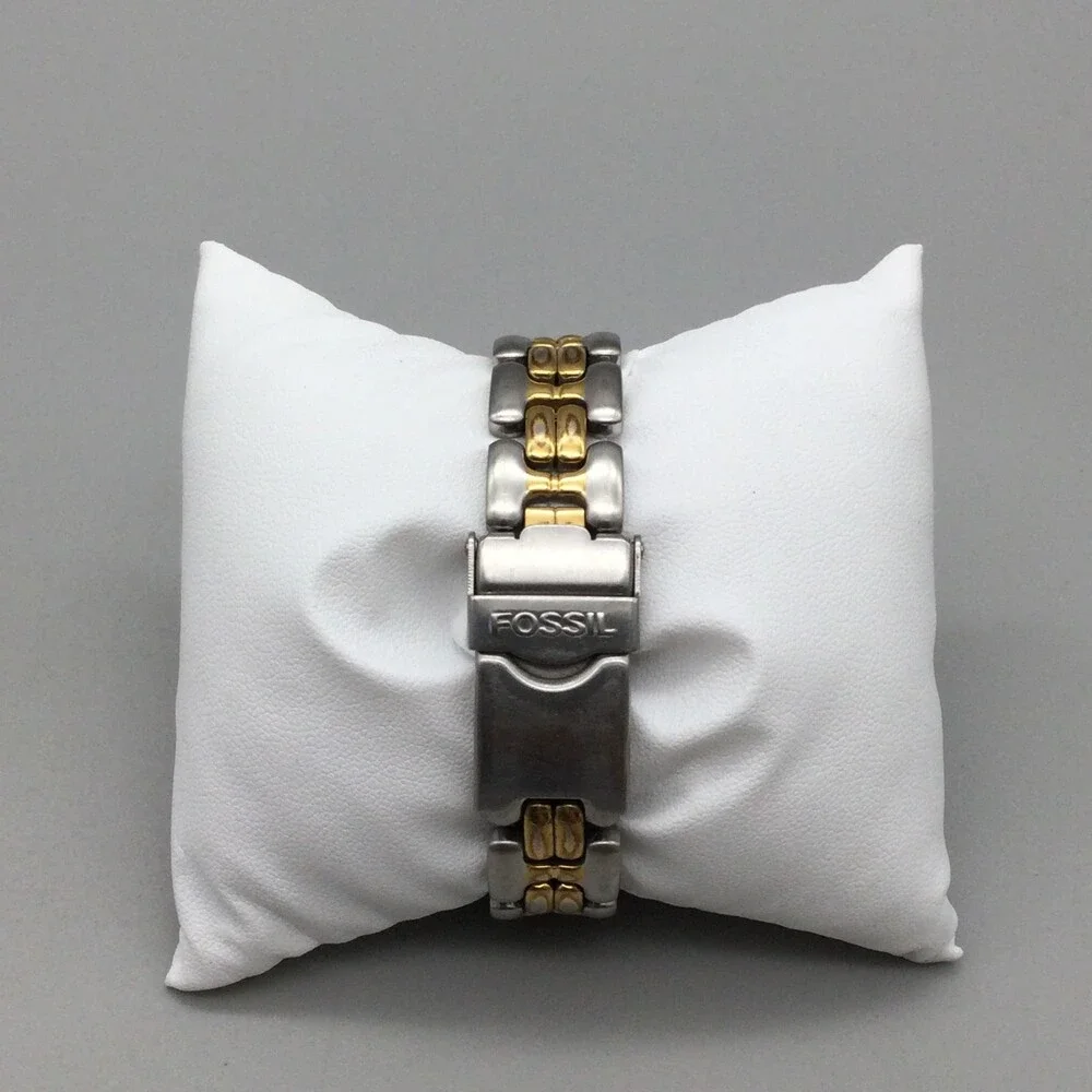 Fossil Blue Watch Women 29mm Silver Gold Two Tone Date Round Dial New Battery 6" - Picture 3 of 14